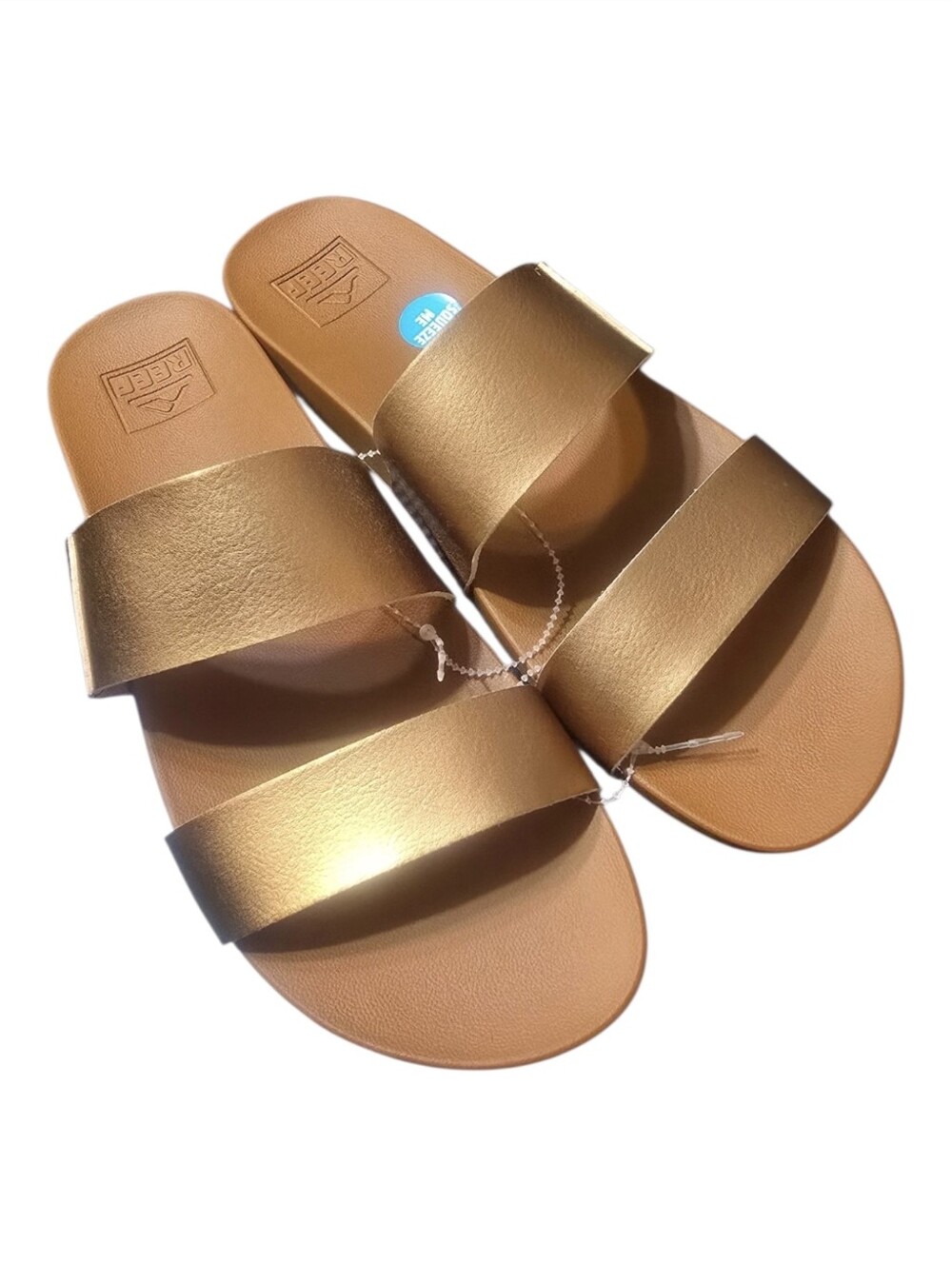 Reef Cushion Vista Metallic Bronze Gold Double Strap Slide Sandals